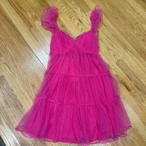 NWT Ruffle sleeve boutique dress in pink!